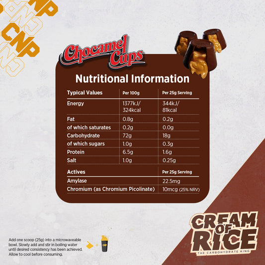 CNP Cream Of Rice 2kg (Chocamel Cups)